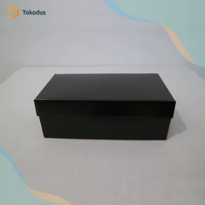 (ISI 20)Kardus Box Sepatu 29x16x10.5 cm Warna Hitam Die Cut (Bisa Custom) - Tokodus Bandung