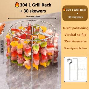 🍢Vertical Skewer Grill Rack for Air Fryer – LIVING STORE Stainless Steel BBQ Tray Rak Sate Gantung Dapur BBQ Oven