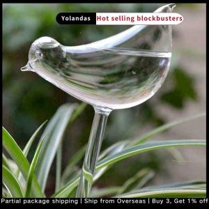 [Yolandas] Plant Waterer Self Watering Globes Bird Shape Hand Blown Clear Aqua Bulbs