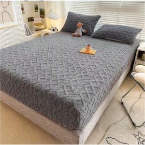 Spandex NO LUKOT Embossed Aztec & Leaves Bedsheet with FREE Pouch Migs Beddings