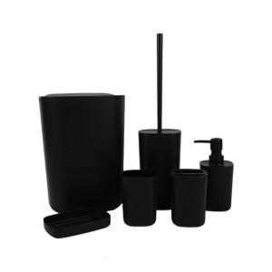 Impermeable 6pc Bathroom Storage Set Includes Toothbrush Rack Waste Basket For Family Bathroom Decoration