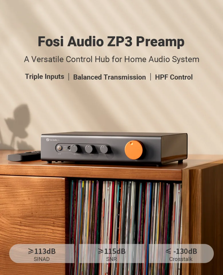 Fosi Audio ZP3 Preamplifier with 3-in/3-out XLR/RCA/SUB OUT HiFi