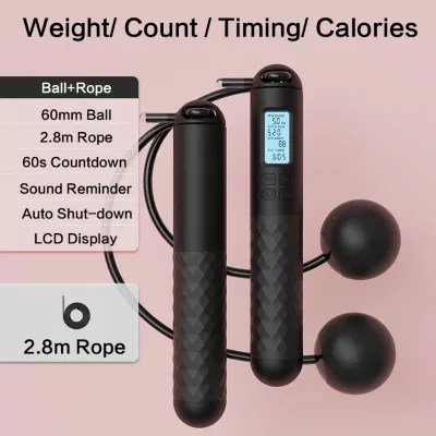 SONALA Smart Cordless Skipping Rope Jumping Rope With Digital Counter Professional Hopping Rope 2.8M Jump Ropes Adult Fitness Workout Sport Home Yoga Gym Indoor Outdoor 电子计数 无绳跳绳 减肥燃脂