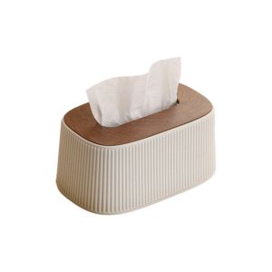 XYAX Khoảng trống lớn Hộp đựng khăn giấy có nắp Mượt mà Vỏ gỗ/nhựa Hộp đựng khăn giấy Trang trí Stripe Máy phát khăn giấy để bàn Phòng tắm