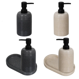 1PC Sandstone Textured Resin Soap Dispenser Soap Holder 400ml Modern Bathroom Shatterproof Easy Grip Design