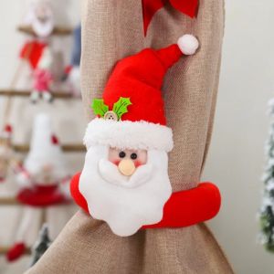 Christmas Curtain Buckle Tieback Santa Snowman Elk Xmas Curtain Ornaments Doll Home Decorative Accessories
