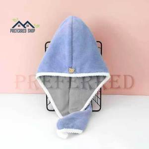 PREFERRED Double Thickened Hair Drying CaP Absorbent Head Towel Coral Fleece Absorbent Shower Cap for Girls Behind Washing Hair Absorbent