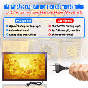 Đèn Hào Quang Hoa Sen In Tranh Trúc Chỉ Ngang CHÂN THIỆN MỸ Trang Trí Bàn Thờ Gia Tiên Treo Phòng Thờ TC-TN-03
