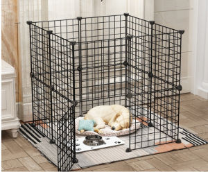(70*70*70CM) 16 Miếng Lưới Sắt Ghép Hàng Rào Chuồng Quây Chó Mèo Con Tặng Kèm Phụ Kiện Lắp Ráp