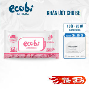 Combo 05 gói khăn ướt cao cấp cho bé Ecobi gói 20 tờ 110g hương dịu nhẹ an toàn cho trẻ sơ sinh