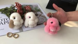 Móc khóa thỏ nhồi bông dễ thương nổi tiếng trên mạng dành cho ba lô nữ đồ chơi nhồi bông móc khóa xe hơi lông thú cao cấp phụ kiện túi xách.