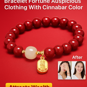 สร้อยข้อมือหินอาเกตสีแดงชาดธรรมชาติ 5 ทาง ลูกปัดพลังเทพเจ้าแห่งความมั่งคั่ง เครื่องรางป้องกันภัยร้าย