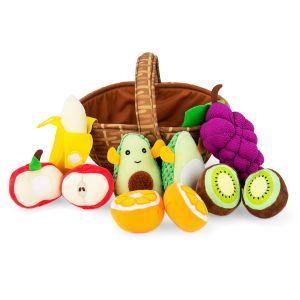 Peelabe Play Food Toys my first stuffed fruit basket soft stuffed toys Food toys for babies over 6-12-18 months toddler girls Boys Toy Gifts (Avocado/Kiwi/banana/orange /Apple/ grape)