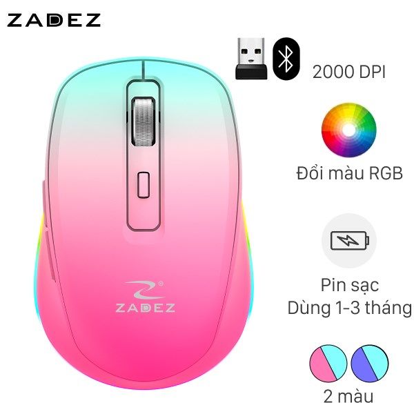 Chuột Sạc Bluetooth Silent Zadez M382Z với thiết kế hiện đại, màu sắc đẹp mắt, kết nối ổn định, độ nhạy chuột cao, kích thước nhỏ gọn chỉ cần bỏ vào balo hay túi xách mang theo mọi lúc mọi nơi.