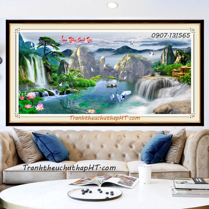 [HCM]Tranh đính đá Lưu thủy sinh tài, Non nước hữu tình, bát phương tụ ...