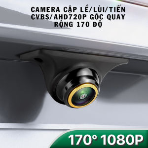 Camera cặp lề viền vàng độ phân giải AHD720P 3 dây điều khiển có thể làm cam lùicam tiến dùng cho màn LCDDVDandroidgóc quay rộng 170 độ