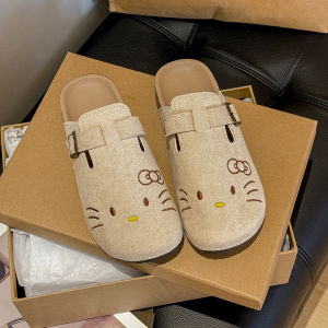 Free Shipping Stitched Cartoon Cat WomenS Slip-On Thick-Soled Lazy Shoes For Outdoor Wear Versatile Soft-Soled Spring-Summer Closed-Toe Shoes