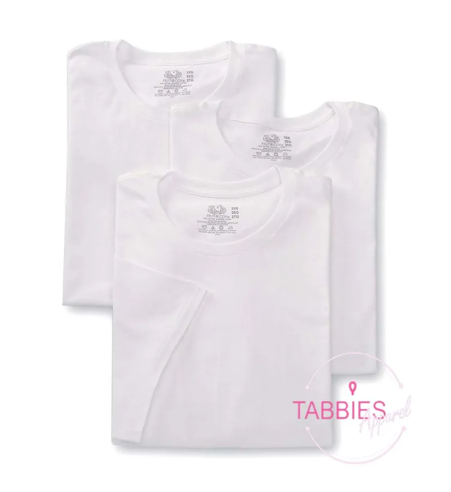 HANES 3 pcs ComfortSoft Crew Neck White T-Shirt Lay Flat Collar