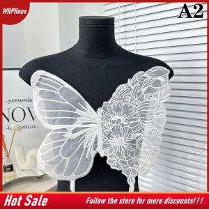 【COD】🔥🔥🔥 Fashion Large Butterfly Embroidery Appliques For Clothes Patches Lace Fabric Accessories For Wedding Dress Bridesmaid DIY Decor