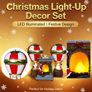 New Christmas Resin Ornaments Christmas Gift Glow Old Man Snowman Fireplace Night Light Holiday Decorations