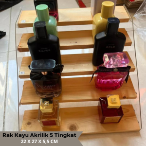 Rak Display Kayu Akrilik 5 susun Rak akrilik cosmetik 5 susun/Rak parfum/Rak organizer serbaguna