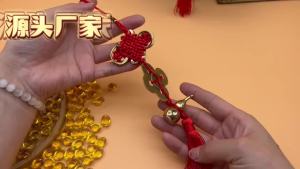 纯铜葫芦梅花吉祥中国结五帝钱门对门客厅装饰挂件Pure Copper Gourd Plum Blossom Auspicious Chinese Knot Five Emperors Coins Door To Door Living Room Decoration Pendant