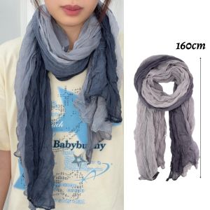 Bohemian Distressed Scarf Womens Crinkled Linen Wrap Desert Styling Headband Fashion Shawl Trendy Summer Accessory Headscarf