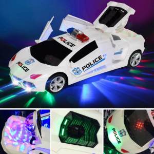 [Ready Stock] Electric Dancing Deformation Rotating Universal Police Toy Car Boy Kids Christmas Birthday Gift