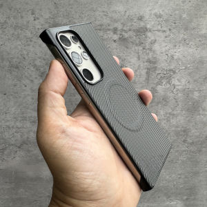 Carbon Fiber PU Leather Case for Samsung Galaxy S25 Ultra S24 PLUS S23 Ultra Frameless Heat Dissipate S25 Plus Cover