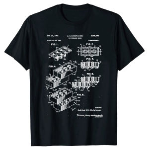 Funny Toy Building Brick Patent Pure Cotton Streetwear T-Shirt Humor Tee Loose Fit Clothing for Men and Women Short Sleeve
