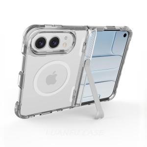 Premium Clear Magnetic Case for iPhone Duo Non-Yellowing All-in-One Hinge Protection & Stand Shockproof Bumper MagSafe Compatible