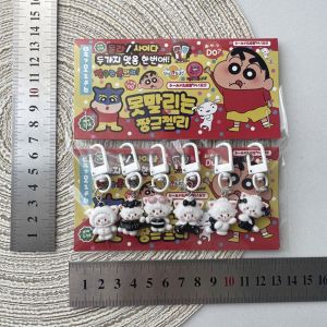 HESONG 6Pcs/Set การ์ตูนลายการ์ตูน พวงกุญแจบู ซันริโอ ป๊อปมาร์ท แหวนกุญแจรถ  คริสตัลสำหรับทารก จี้กระเป๋ารูปหมีเนย