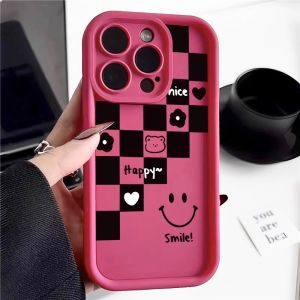 Phone Case Checkered smiley face For iphone 11 12 13 14 15 Pro Max Casing silicone xr xs Max 7 8 Plus 11Pro 13Plus