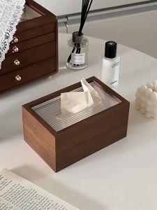 ABS Japanese Style Simple Wooden Tissue Box Paper Commercial Hotel Restaurant Storage Box Home Décor 纸巾盒
