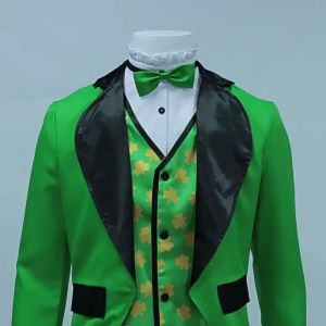 Irish Patricks Day Party Set Hat Bow Tie Necktie Costume Carnival Party Leprechaun Outfit Tailcoat