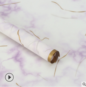 20 Lembar Kertas Buket Motif Marble List Gold Wrapping Paper Cellophane Kb6048