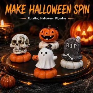 JIMEIXIAN01 Resin Halloween Ghost Figurine Mini Photo Props Pumpkins Ghosts Skulls Model Cute Cartoon Tabletop Halloween Ghost Decor for HomeOffice