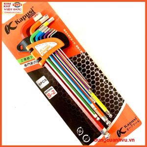 Lục giác nhật 9 cây : 1.5 2 2.5 3 4 5 6 8 10 mm thép mạ crom với công nghệ xử lý nhiệt siêu bền Kako.