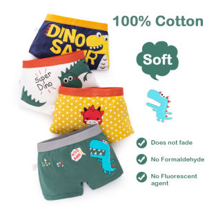 KUCHAR 4 unit Boys Underwear Cotton Cartoon Dinosaur Kids Boxers seluar pendek seluar dalam untuk 1-11 tahun kanak-kanak Boy Panty Boxer dijual