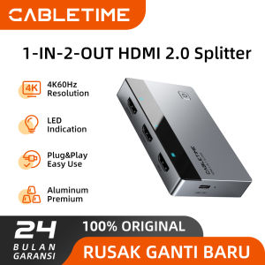 CABLETIME Splitter HDMI 1In2Out 4K60Hz Full HD