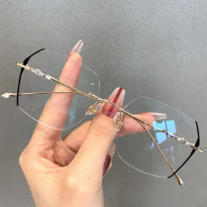 แว่นอ่านหนังสือ ป้องกันแสงสีฟ้า ดูดี ไม่มีกรอบ แว่นตา เส้นสีดํา ชัดเจนเป็นพิเศษ ดูผอมลง แว่นตา