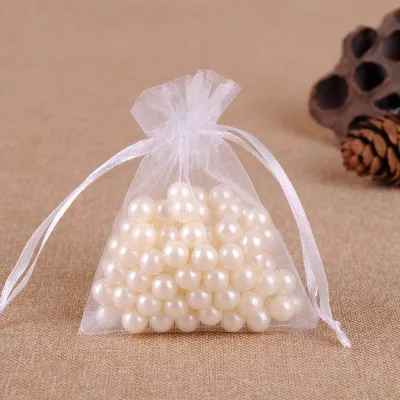 1PACK- 10PCS WHITE/COLOUR ORGANZA GIFT BAG GIFT POUCH TRANSPARENT MESH BAG GAUZE POUCH现货彩色/白色纱袋欧根纱抽绳喜糖束口袋饰品首饰包装网纱袋