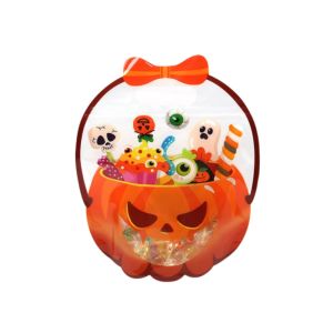 WOODP 10Pcs Reusable Halloween Candy Bag Cartoon Plastic Pumpkin Sugar Pocket Gift Bags Dust-proof Snacks Storage Bags Party Supplies