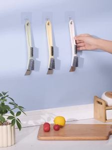 Bàn chải vệ sinh bếp đa năng dụng cụ cạo bằng thép không gỉ bàn chải nylon cho bếp gas bàn chải sắt bàn chải thép nhỏ để làm sạch các khe hở. 82026