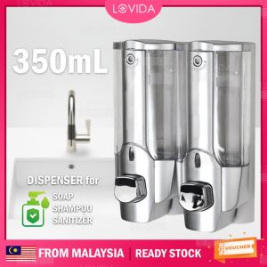 LOVIDA Malaysia Single Double Head Liquid Soap Dispenser Wall-mounted Bathroom Liquid Container 350ml Bathroom Soap Shampoo Box Sanitizer Dispenser Lotion Liquid Pump 21