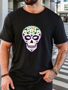 T-Shirt Print 100% Cotton Skull Pattern Summer Round Neck Leisure Breathable Mens Short Sleeves Loose Cotton Tee Daily Top