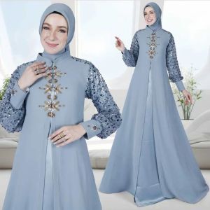 Nurhaliza Dress Set Outher Bhn Velvet Mix Babydoll Plus Squin Dress Wanita Dewasa Terbaru 2024 Model Kondangan