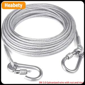 【2-3 ngày giao hàng】 3-10m hai đầu con chó Tie ra cáp Dây Xích raction dây kim loại khóa dây thép chống gỉ đào tạo cổ áo chó ngoài trời dây đeo