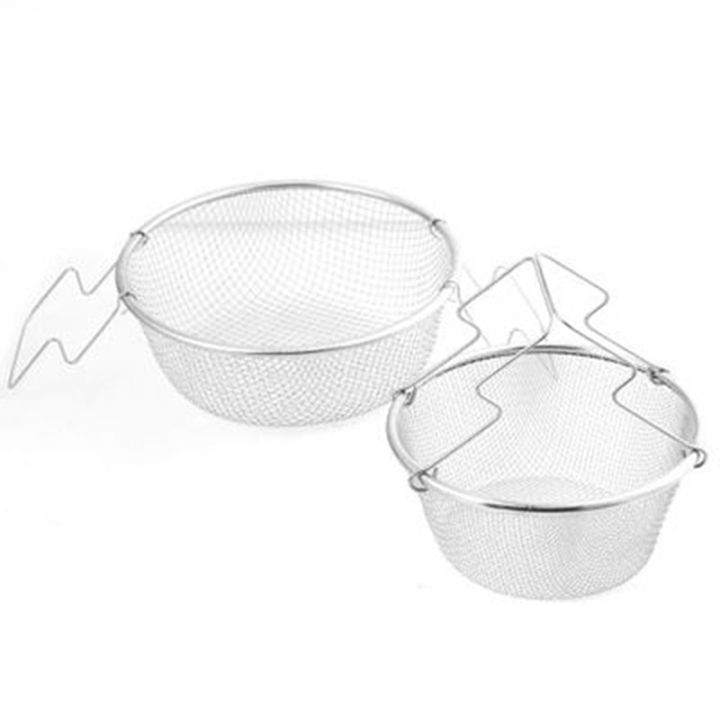 Round Stainless Steel Fried Basket Mesh Strainer Frying Chicken Chips ...