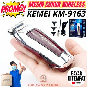 1Set Alat Cukur Rambut Listrik Tanpa Kabel KEMEI KM-9163 / Hair Clipper Alat Cukur Jenggot dan Kumis Pria Elektrik Charger Komplit Shaver KM KEMEI 9163 - Hair Clipper Rambut Hair Trimmer / Cukuran Rambut 1 Set - TOKO SINAR AUDIO